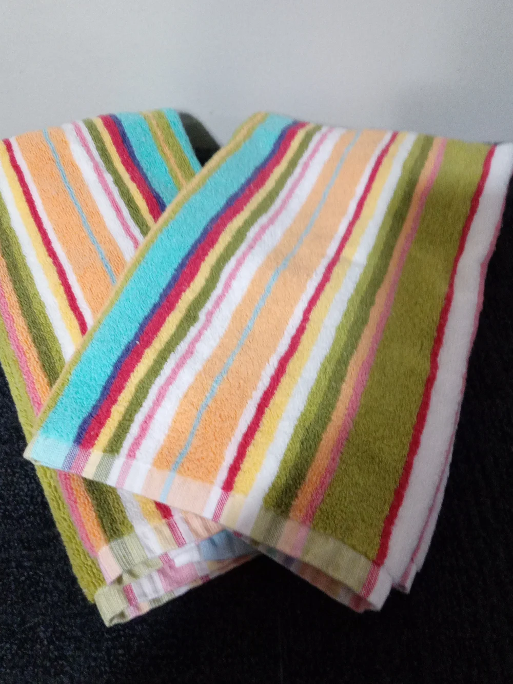 Pottery Barn Striped Multicolor Shower Curtain And Hand Towels And Washcloth